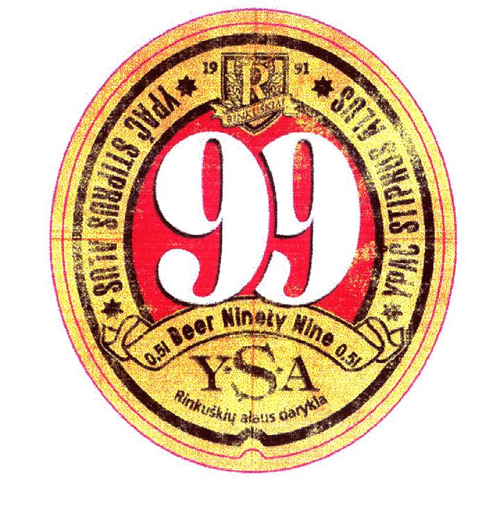 Prekės ženklas: 99 Y.S.A. Beer Ninety Nine Rinkuškių alaus darykla